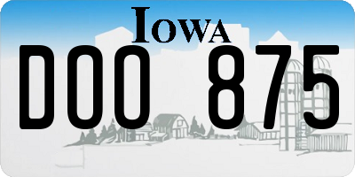 IA license plate DOO875
