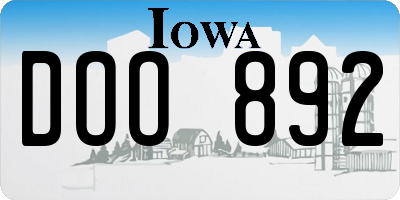 IA license plate DOO892