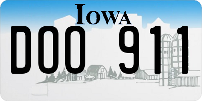 IA license plate DOO911