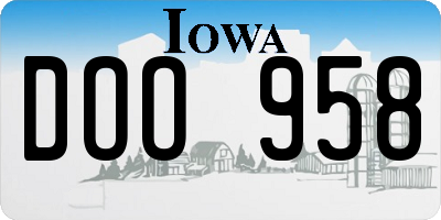 IA license plate DOO958