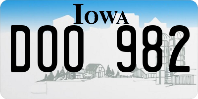 IA license plate DOO982