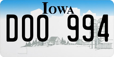 IA license plate DOO994