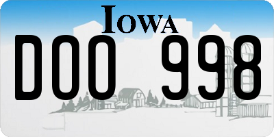 IA license plate DOO998