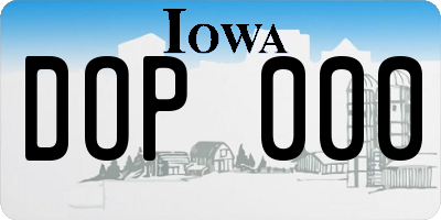 IA license plate DOP000
