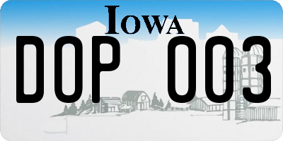 IA license plate DOP003