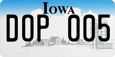 IA license plate DOP005