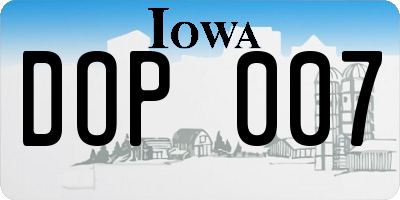 IA license plate DOP007