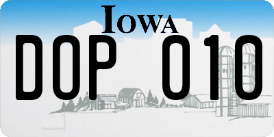 IA license plate DOP010