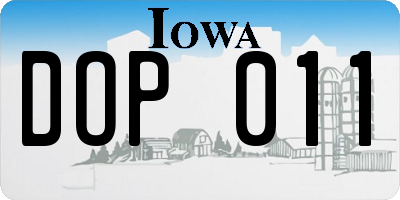 IA license plate DOP011