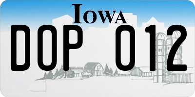 IA license plate DOP012