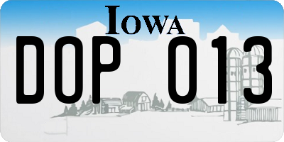 IA license plate DOP013