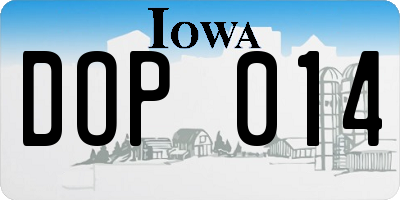 IA license plate DOP014