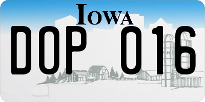 IA license plate DOP016