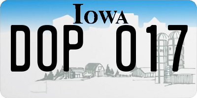 IA license plate DOP017