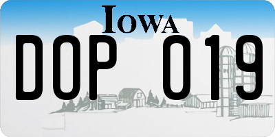 IA license plate DOP019