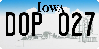 IA license plate DOP027