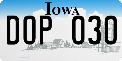 IA license plate DOP030