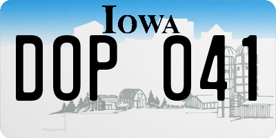 IA license plate DOP041