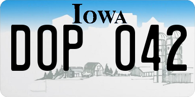 IA license plate DOP042