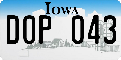 IA license plate DOP043