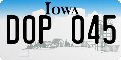 IA license plate DOP045