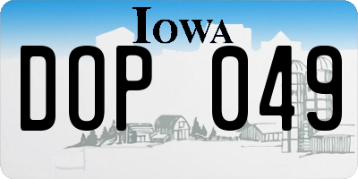 IA license plate DOP049