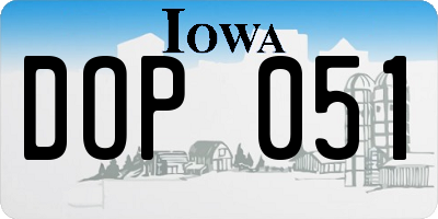IA license plate DOP051