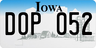 IA license plate DOP052
