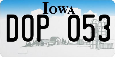 IA license plate DOP053
