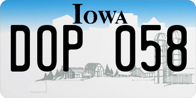 IA license plate DOP058
