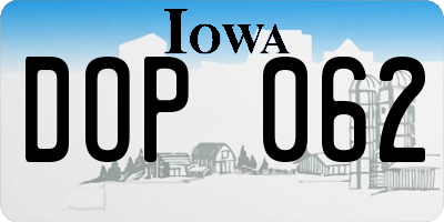 IA license plate DOP062