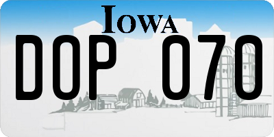 IA license plate DOP070