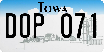 IA license plate DOP071