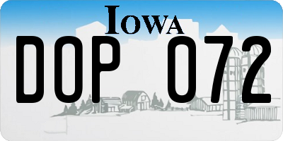 IA license plate DOP072