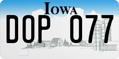 IA license plate DOP077