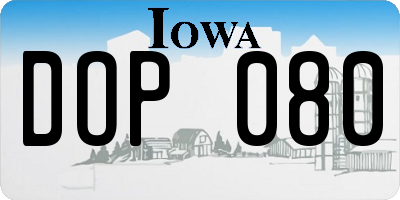 IA license plate DOP080