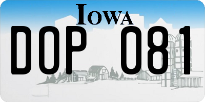 IA license plate DOP081