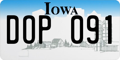 IA license plate DOP091