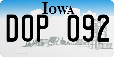 IA license plate DOP092