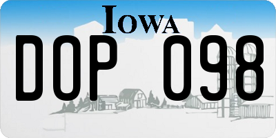 IA license plate DOP098