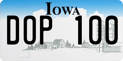 IA license plate DOP100