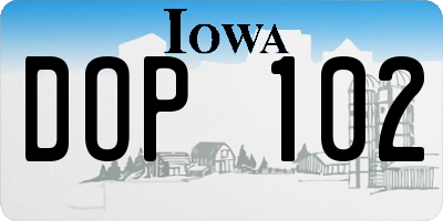 IA license plate DOP102