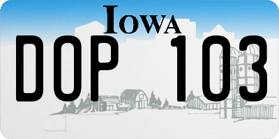 IA license plate DOP103