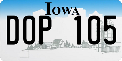 IA license plate DOP105