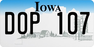 IA license plate DOP107