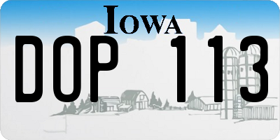 IA license plate DOP113