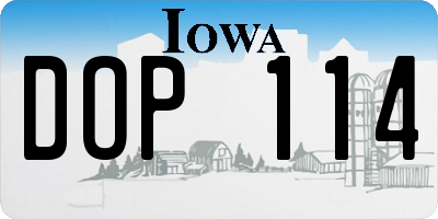 IA license plate DOP114