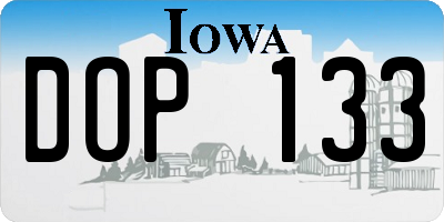 IA license plate DOP133