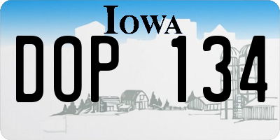 IA license plate DOP134