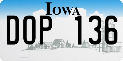 IA license plate DOP136